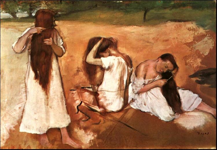 Edgar Degas Three Women Combing their Hair Norge oil painting art